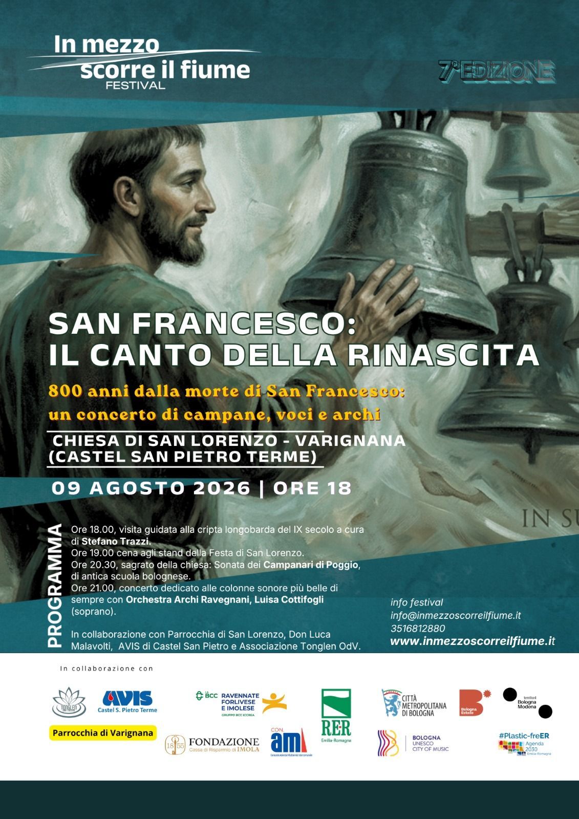 Locandina del concerto San Francesco: il canto della rinascita, chiesa di San Lorenzo a Varignana